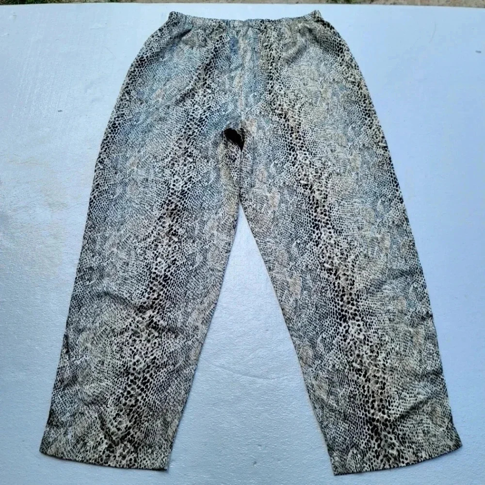 INC International Concepts Women’s Satin Snake Skin Print Pajama Pants Tan 1X